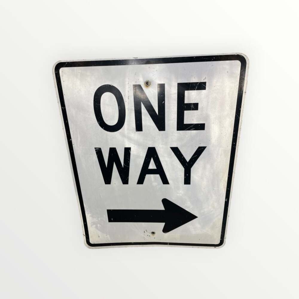 Vintage Metal One Way Street Sign with Right Arrow